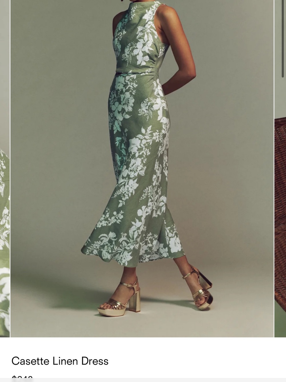 Reformation Olive Green Floral Maxi Skirt